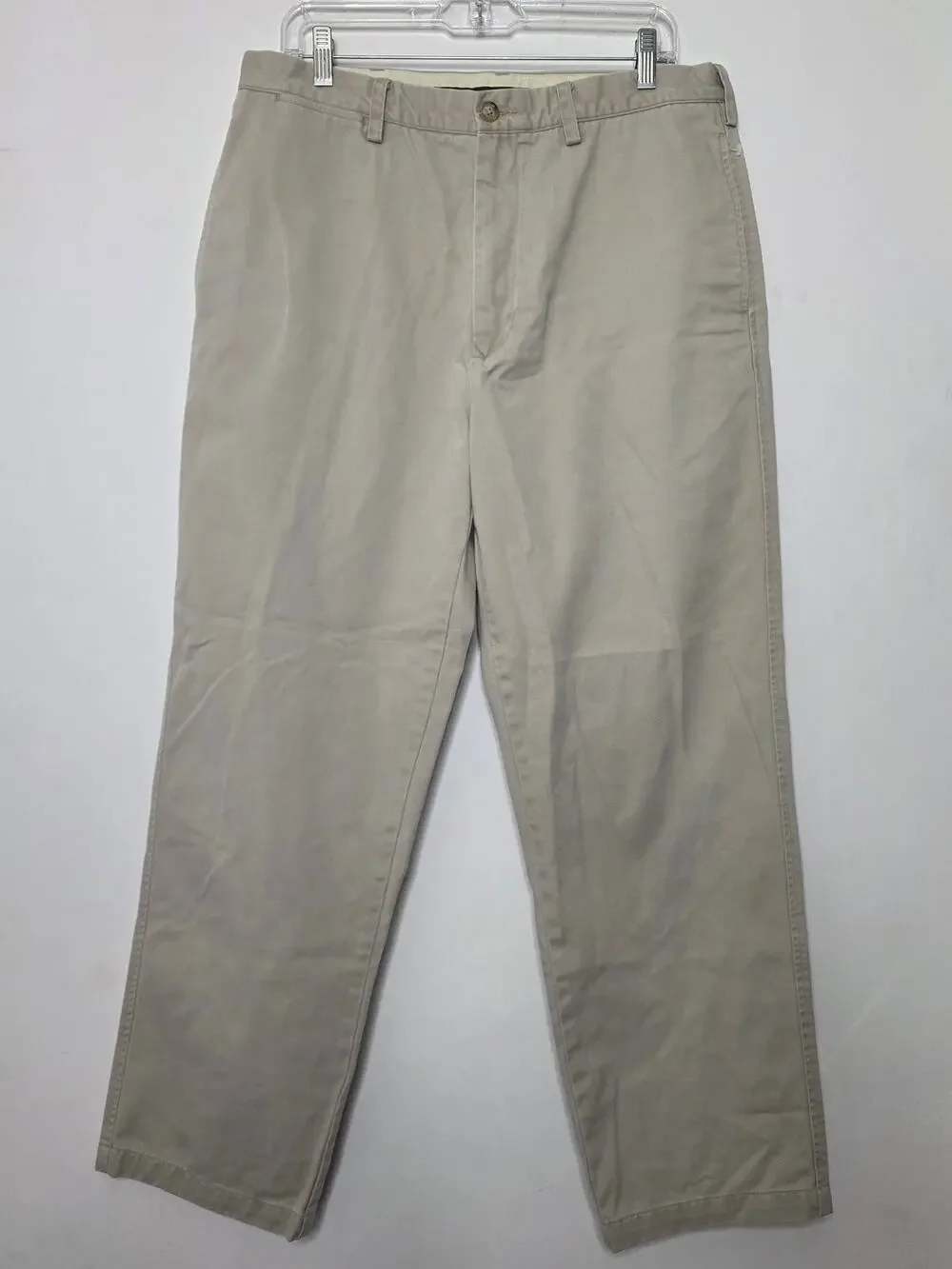Banana Republic Men's 100% Cotton Straight Chino Khaki Pants Flat Front 36 X 32